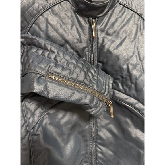 Gazzarrini Jacket Mens 50 Blue Quilted Moto Biker Full Zip Made in Italy Nylon - Picture 6 of 16
